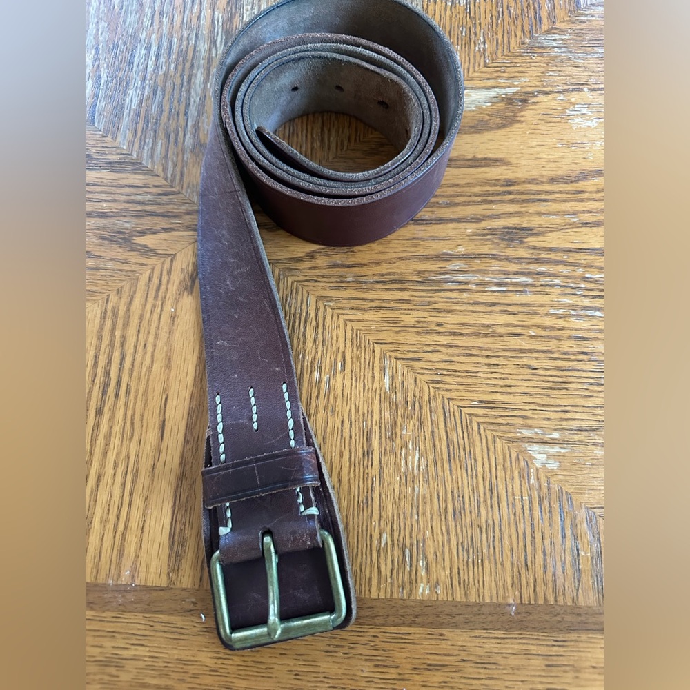 Vintage Polo Ralph Lauren brown leather belt men’s brass buckle size 59inch - Picture 2 of 12